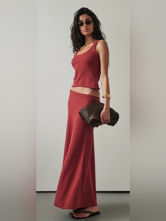 DISSH Dresses & Skirts - Harriet Burnt Red Knit Maxi Skirt — Rust Red
